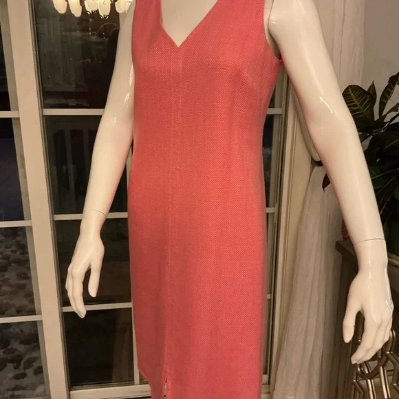 Talbots Coral Woven Textured Midi Sheath Dress Sleeveless Spring Womans Size 4 - Picture 14 of 14